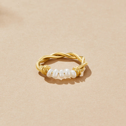 Twisted Freshwater Pearl Ring