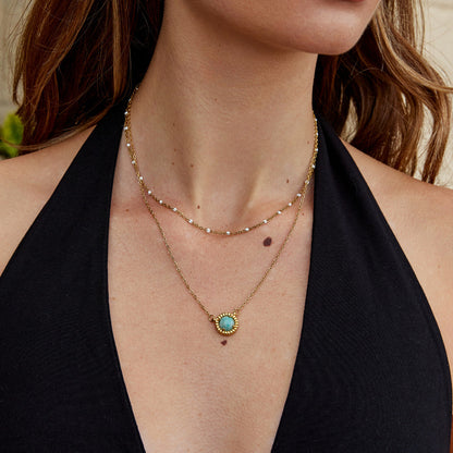 Vintage Aqua Green Bead Necklace