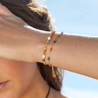 Agate and Pearl Bead Bracelet