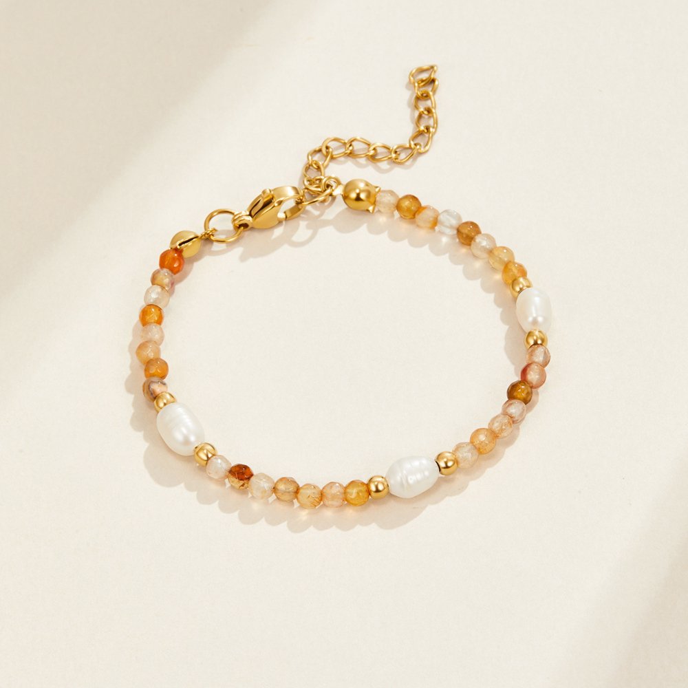 Agate and Pearl Bead Bracelet