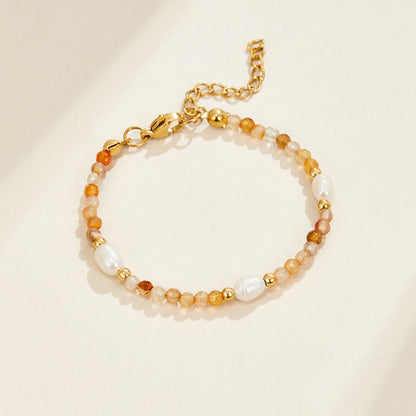Agate and Pearl Bead Bracelet