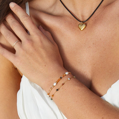 Agate and Pearl Bead Bracelet