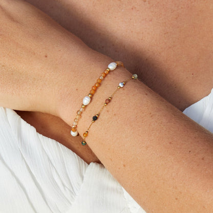 Agate and Pearl Bead Bracelet
