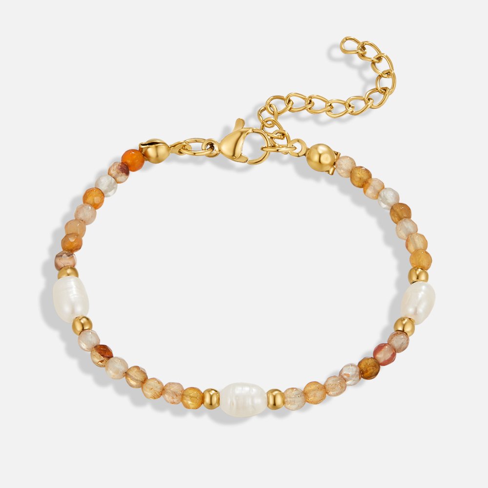Agate and Pearl Bead Bracelet