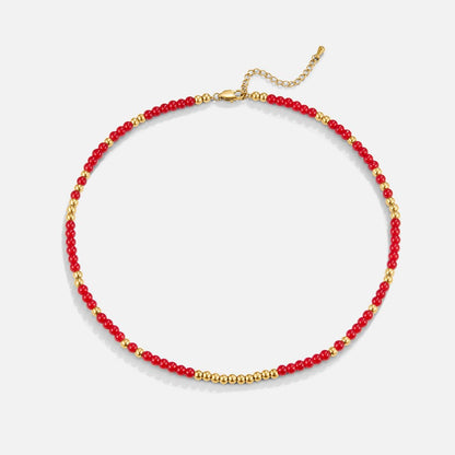Alea Coral Red Bead Necklace