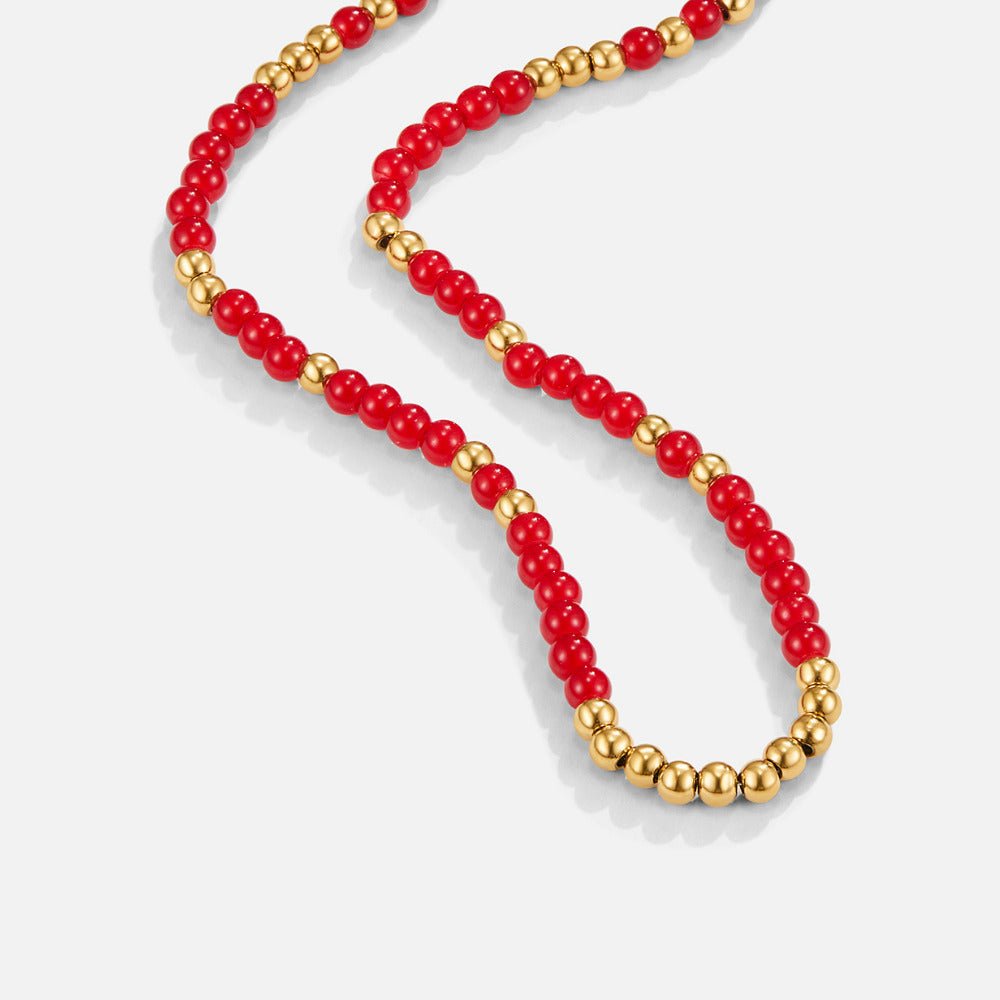 Alea Coral Red Bead Necklace