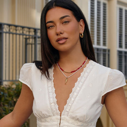 Alea Coral Red Bead Necklace