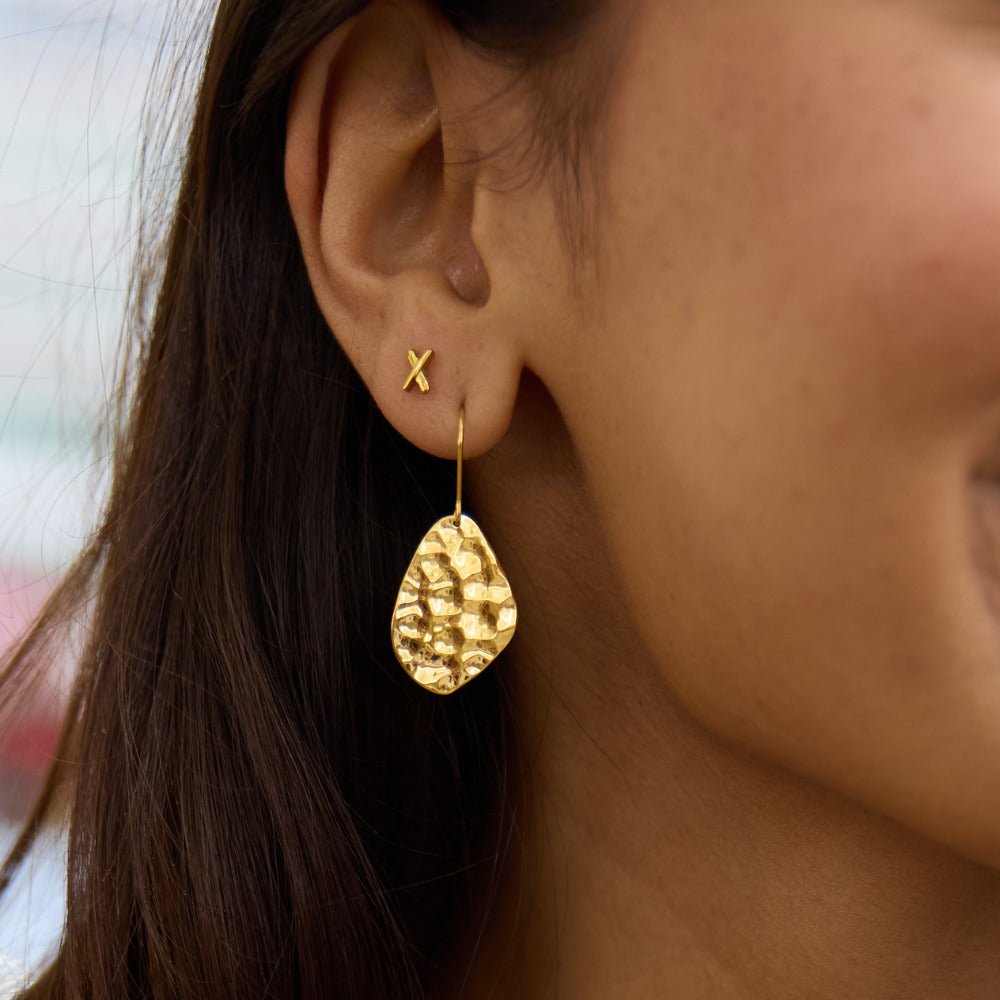 Amaya Hammered Gold-Tone Drop Earrings