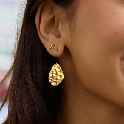 Amaya Hammered Gold-Tone Drop Earrings