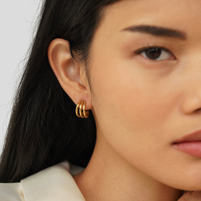 Anaya Triple Gold-Tone Hoop Earrings