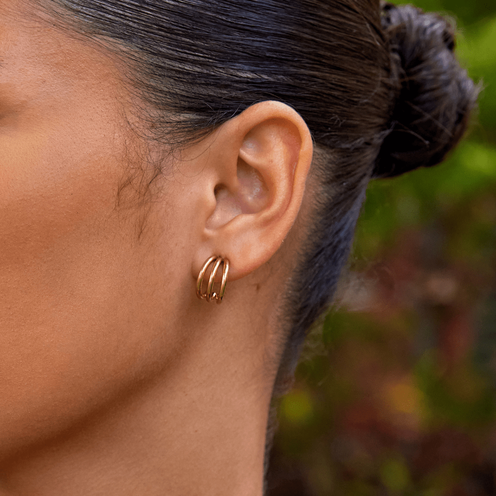 Anaya Triple Gold-Tone Hoop Earrings