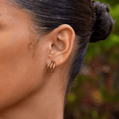 Anaya Triple Gold-Tone Hoop Earrings