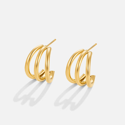 Anaya Triple Gold-Tone Hoop Earrings