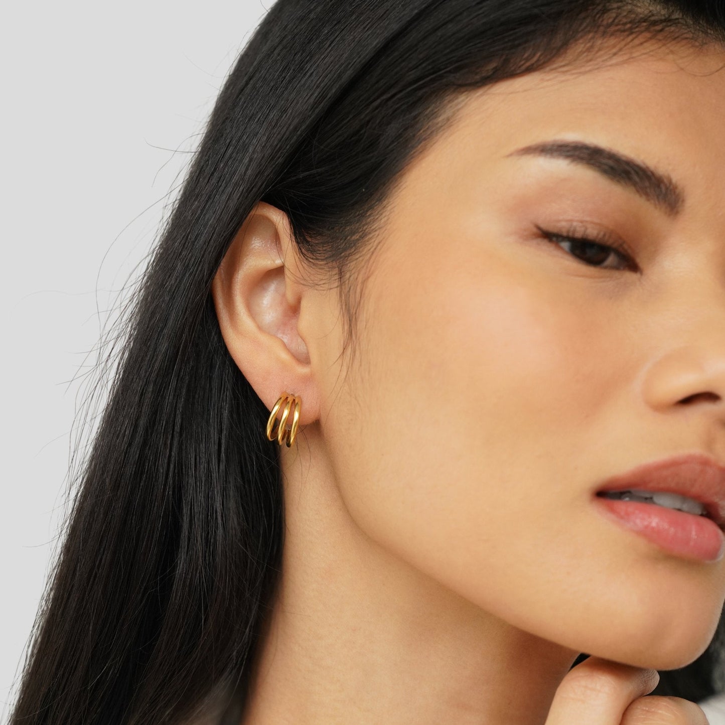 Anaya Triple Gold-Tone Hoop Earrings