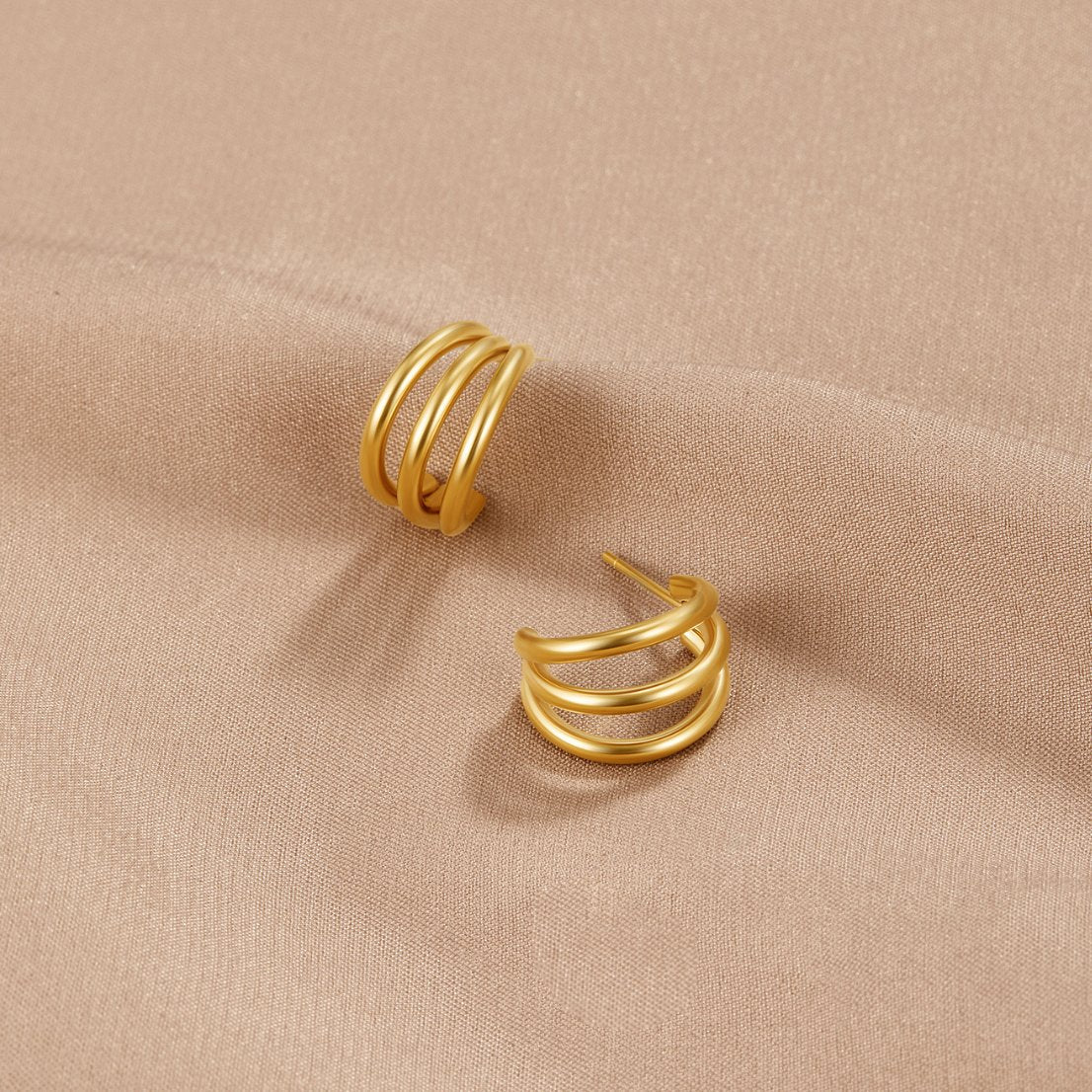 Anaya Triple Gold-Tone Hoop Earrings