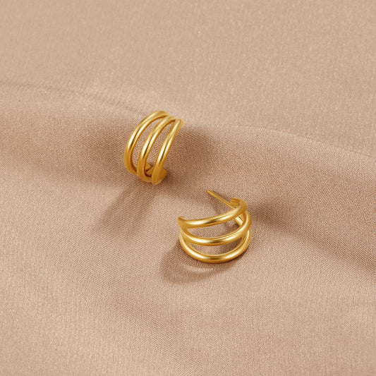 Anaya Triple Gold-Tone Hoop Earrings