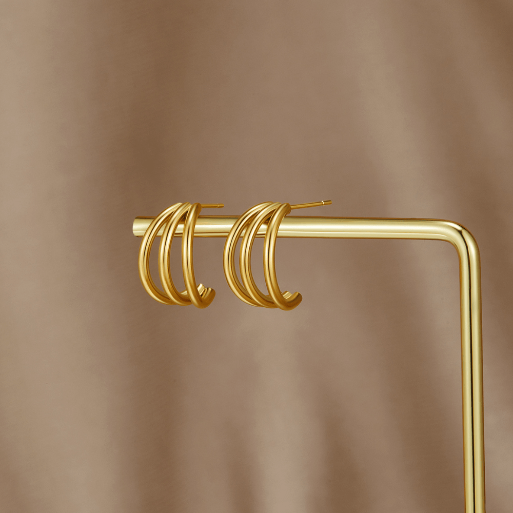 Anaya Triple Gold-Tone Hoop Earrings