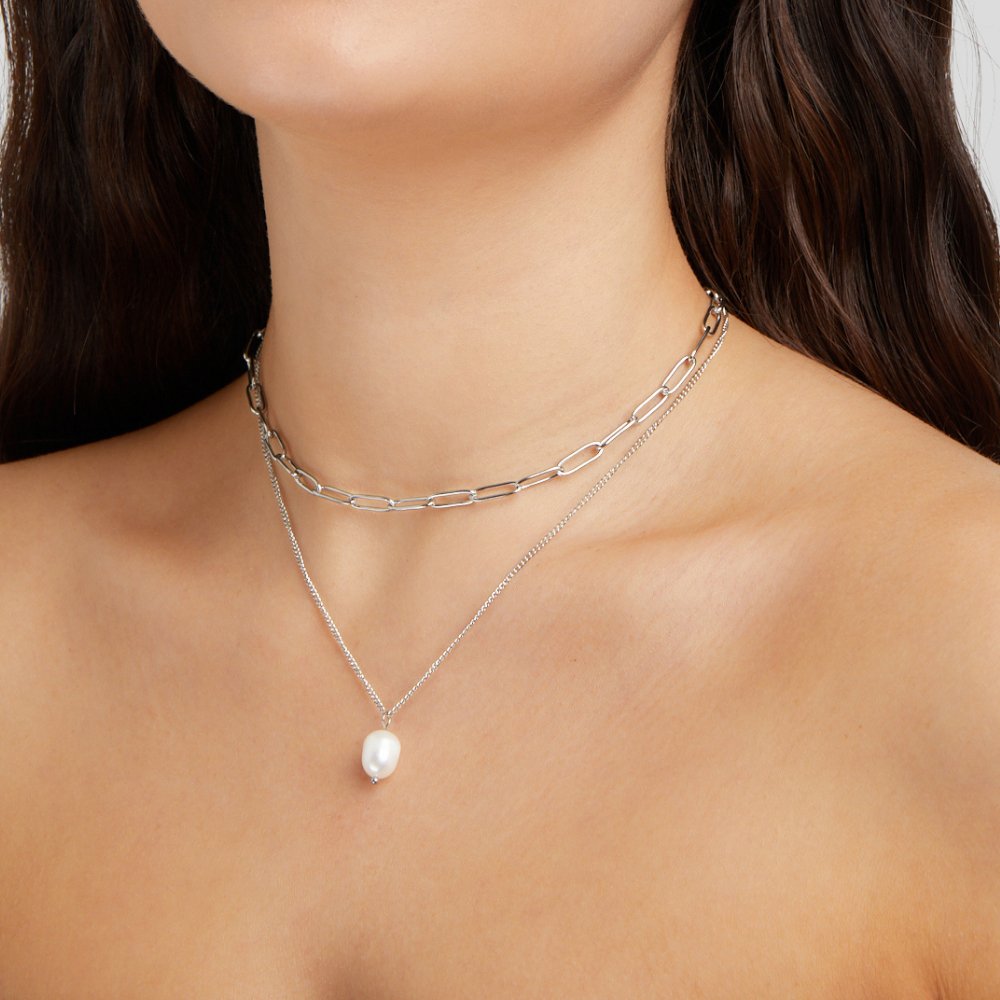 Angela Pearl Silver-Tone Necklace
