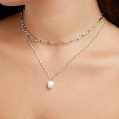 Angela Pearl Silver-Tone Necklace