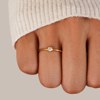 April Birthstone Gold-Tone Ring