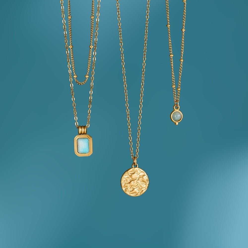 Aquamarine Blue Gold-Tone Necklace