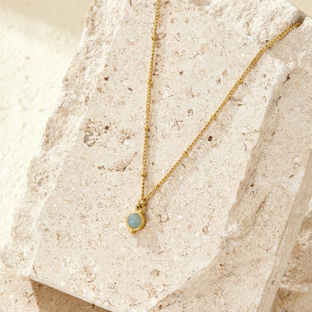 Aquamarine Blue Gold-Tone Necklace