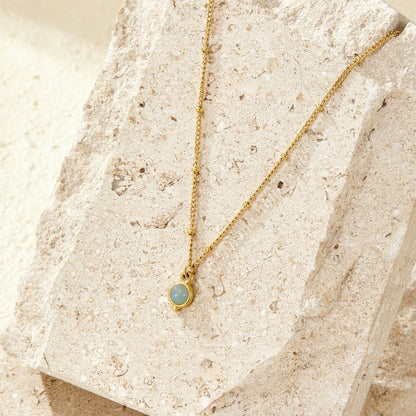 Aquamarine Blue Gold-Tone Necklace