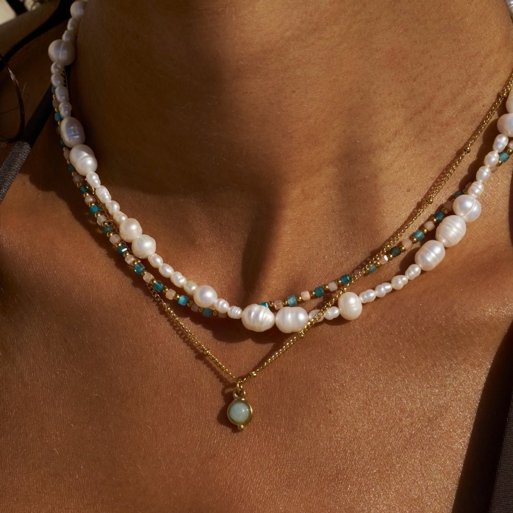 Aquamarine Blue Gold-Tone Necklace