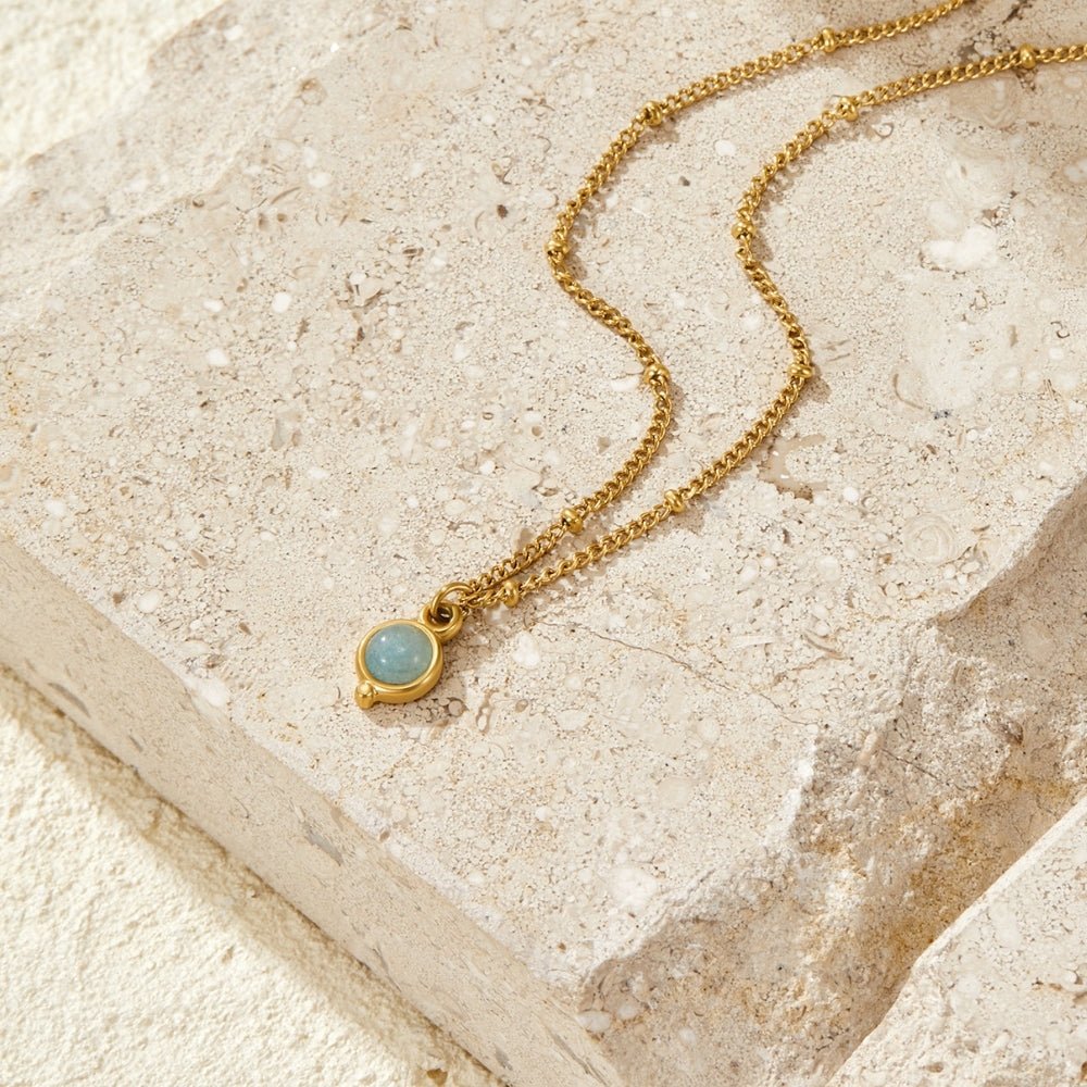 Aquamarine Blue Gold-Tone Necklace