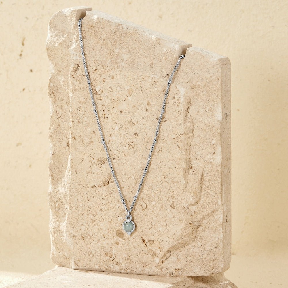 Aquamarine Blue Silver-Tone Necklace