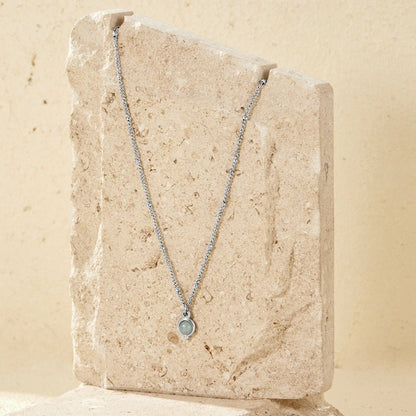 Aquamarine Blue Silver-Tone Necklace