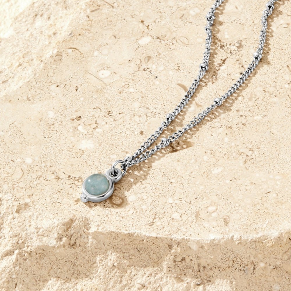 Aquamarine Blue Silver-Tone Necklace