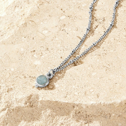 Aquamarine Blue Silver-Tone Necklace