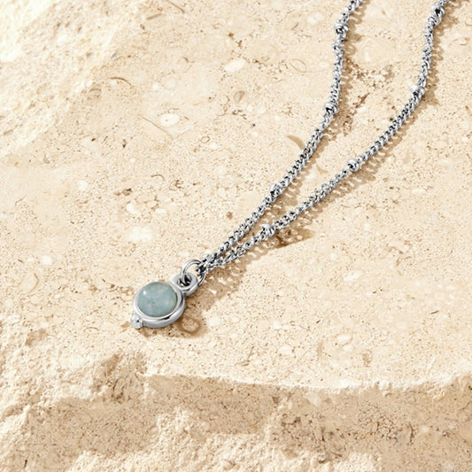 Aquamarine Blue Silver-Tone Necklace