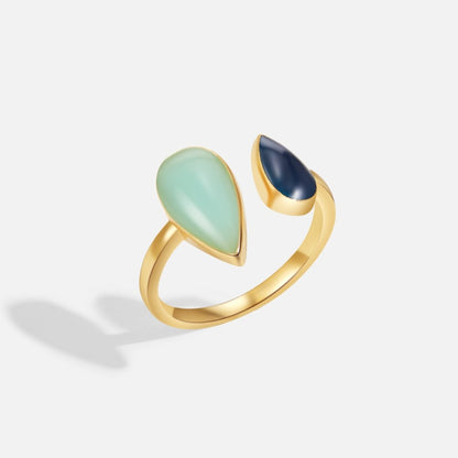 Aquamarine Blue Teardrop Ring