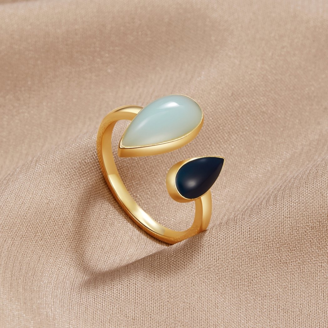 Aquamarine Blue Teardrop Ring