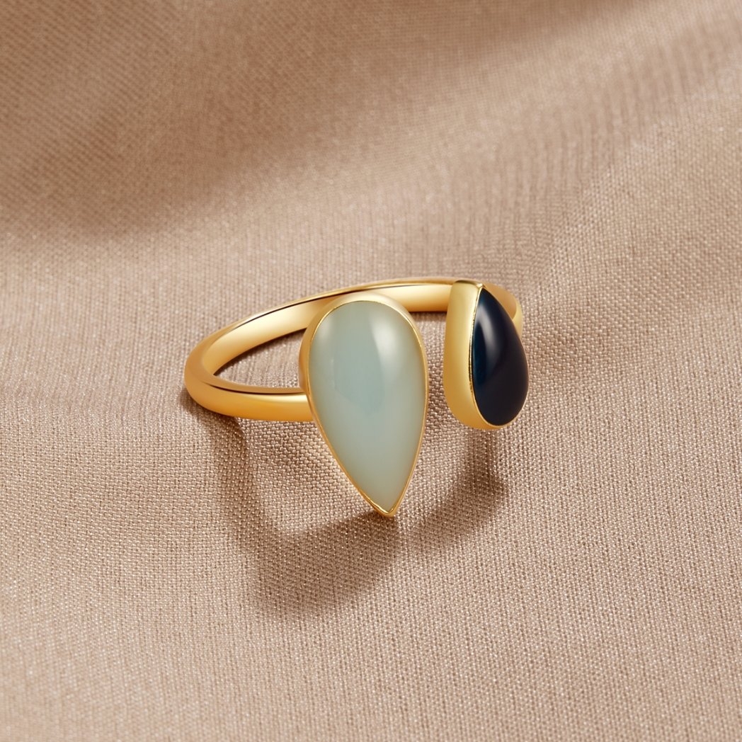 Aquamarine Blue Teardrop Ring