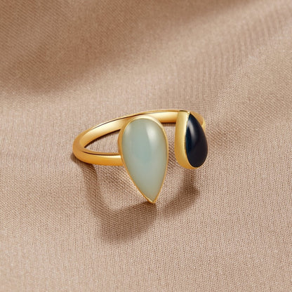 Aquamarine Blue Teardrop Ring