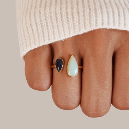 Aquamarine Blue Teardrop Ring