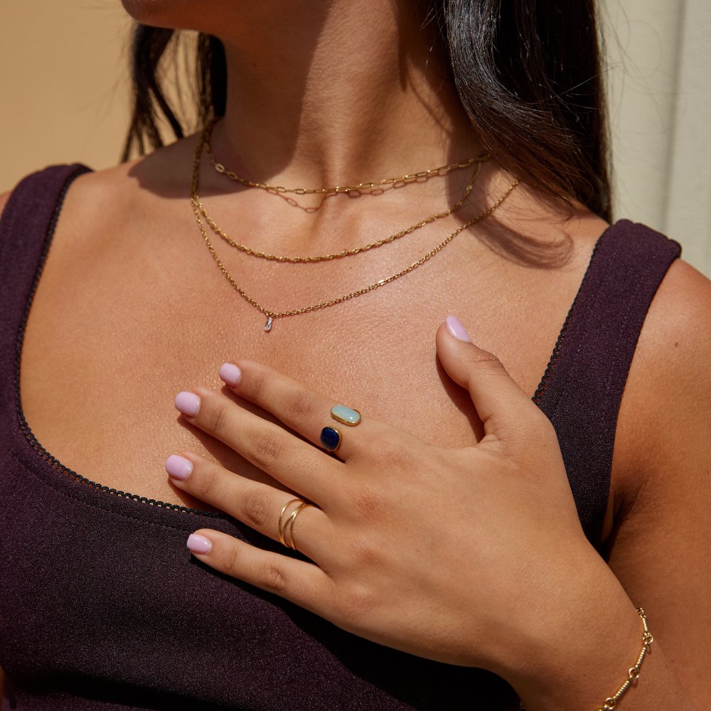 Aquamarine Blue Open Wrap Ring