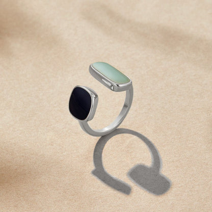 Aquamarine Blue Silver-Tone Wrap Ring