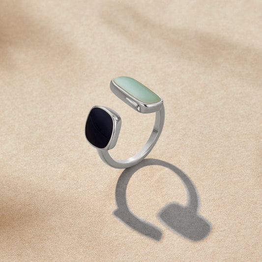 Aquamarine Blue Silver-Tone Wrap Ring