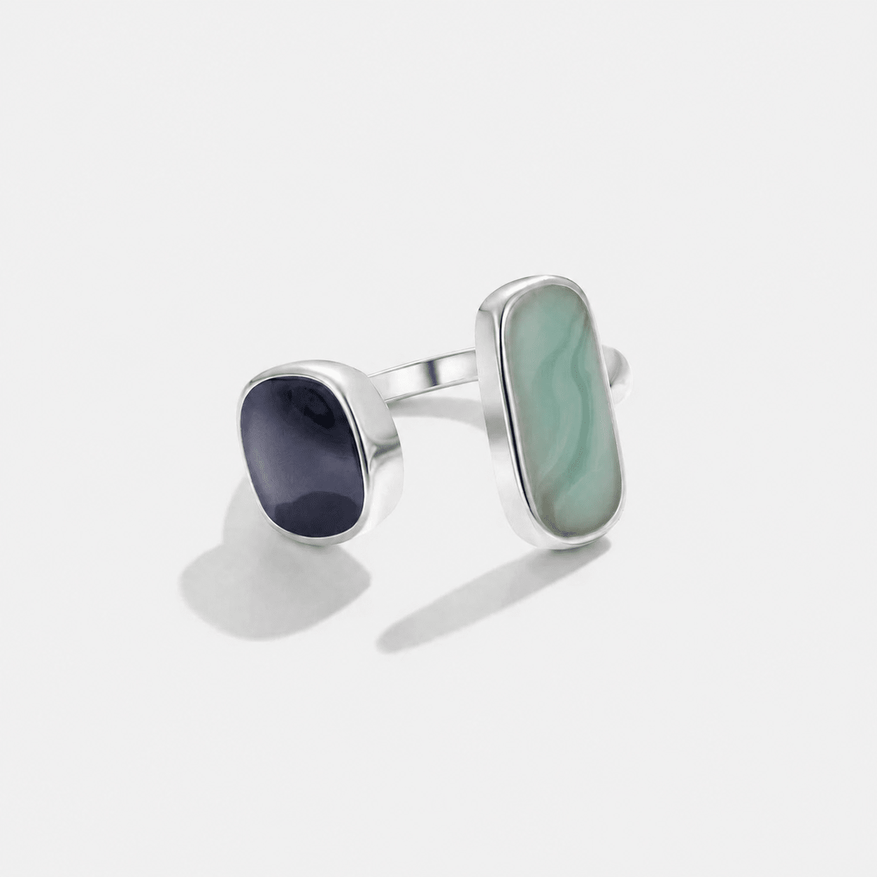 Aquamarine Blue Silver-Tone Wrap Ring