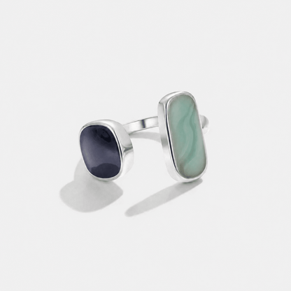 Aquamarine Blue Silver-Tone Wrap Ring