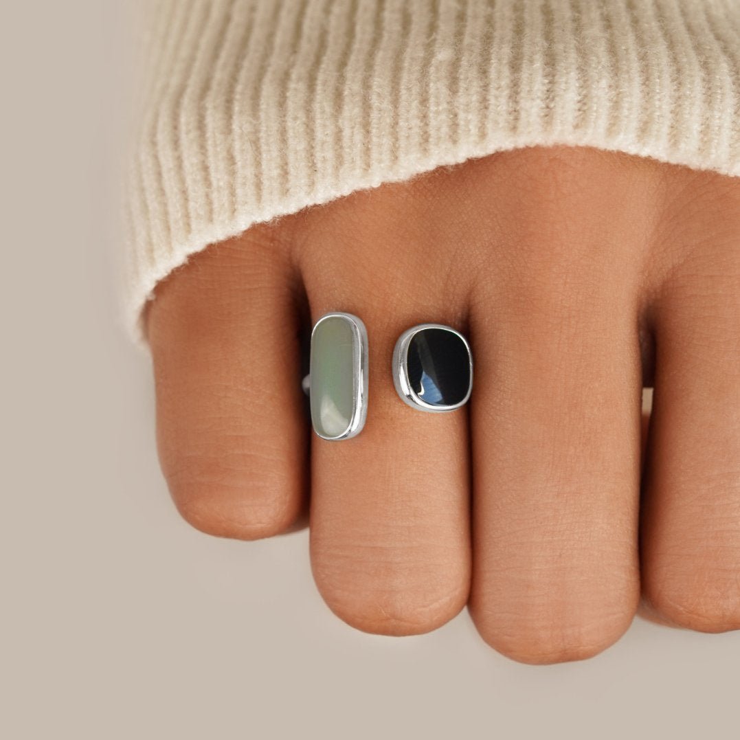 Aquamarine Blue Silver-Tone Wrap Ring