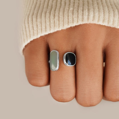 Aquamarine Blue Silver-Tone Wrap Ring