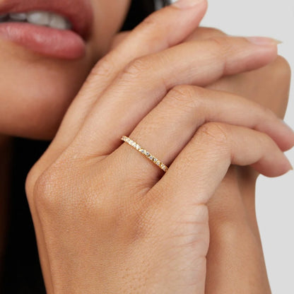 Arquette Gold-Tone Crystal Band Ring