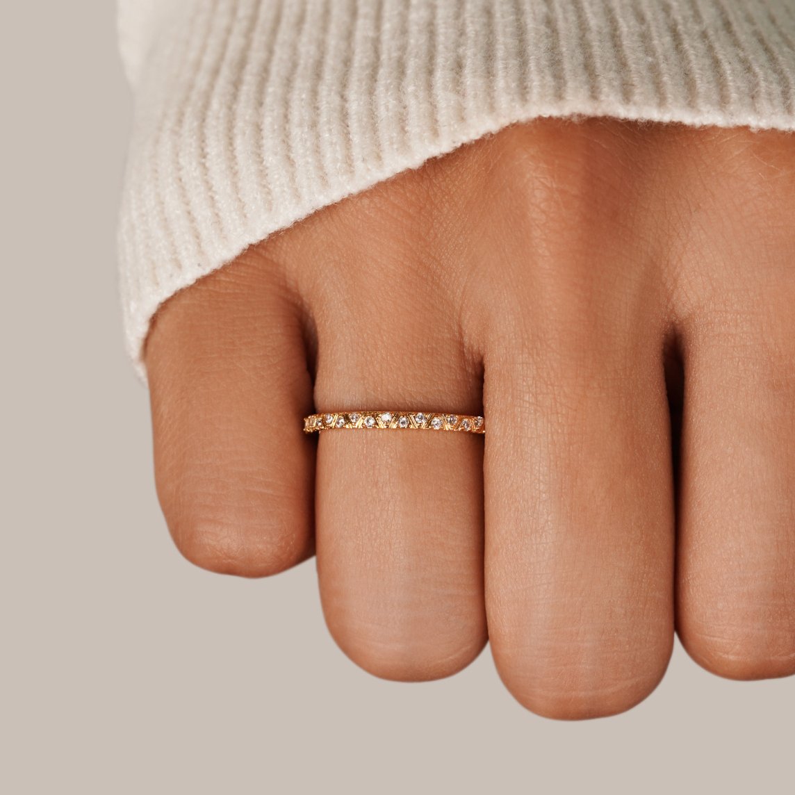 Arquette Gold-Tone Crystal Band Ring