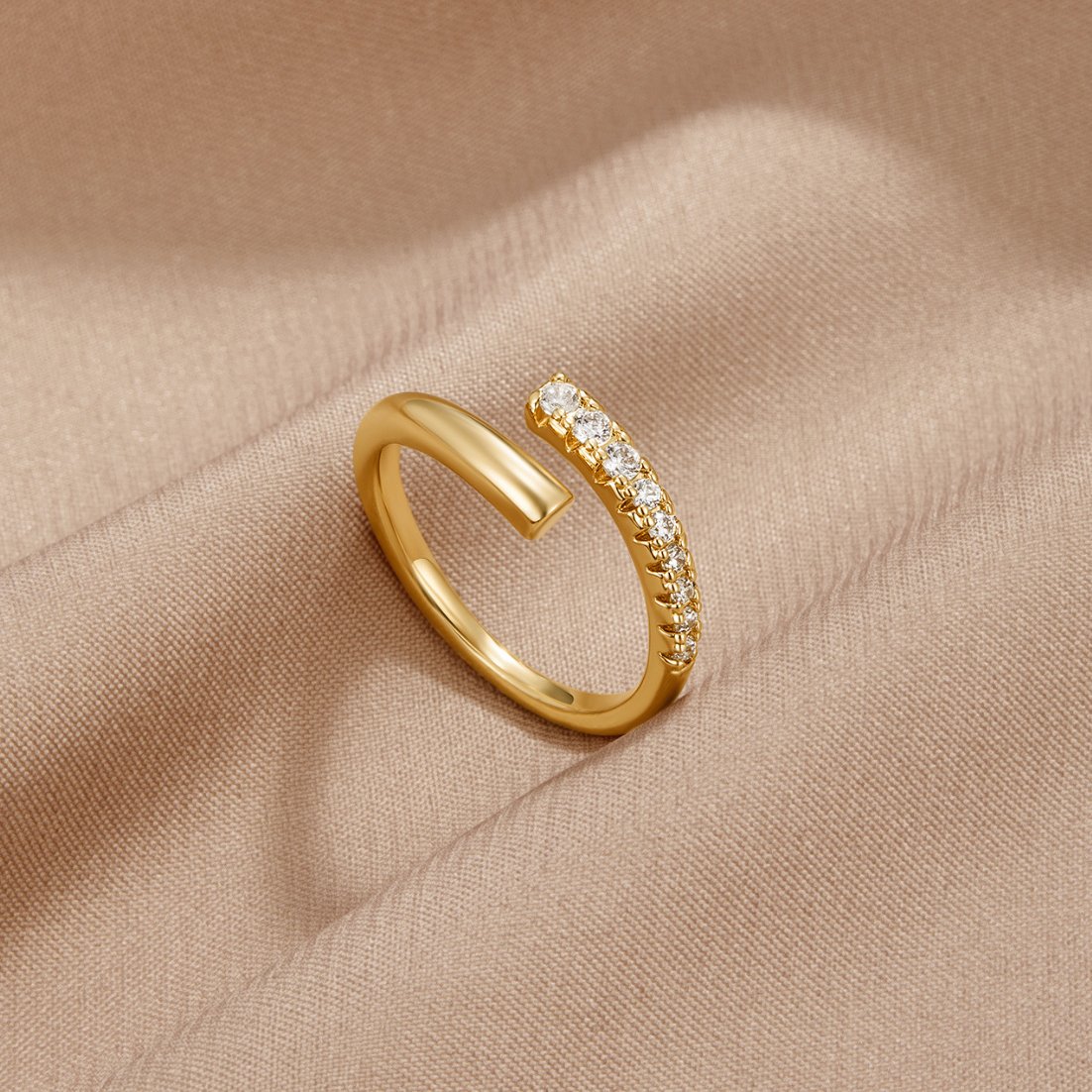 Arya Gold-Tone Crystal Wrap Ring
