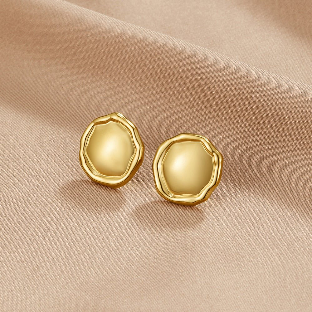 Ava Gold-Tone Button Earrings